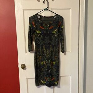 RACHEL Rachel Roy Black Multicolor Long Sleeve Dress